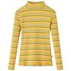 Kids' Long-sleeved T-shirt with Mock Turtleneck, Stripes, 2 Colors, and 5 Sizes Available