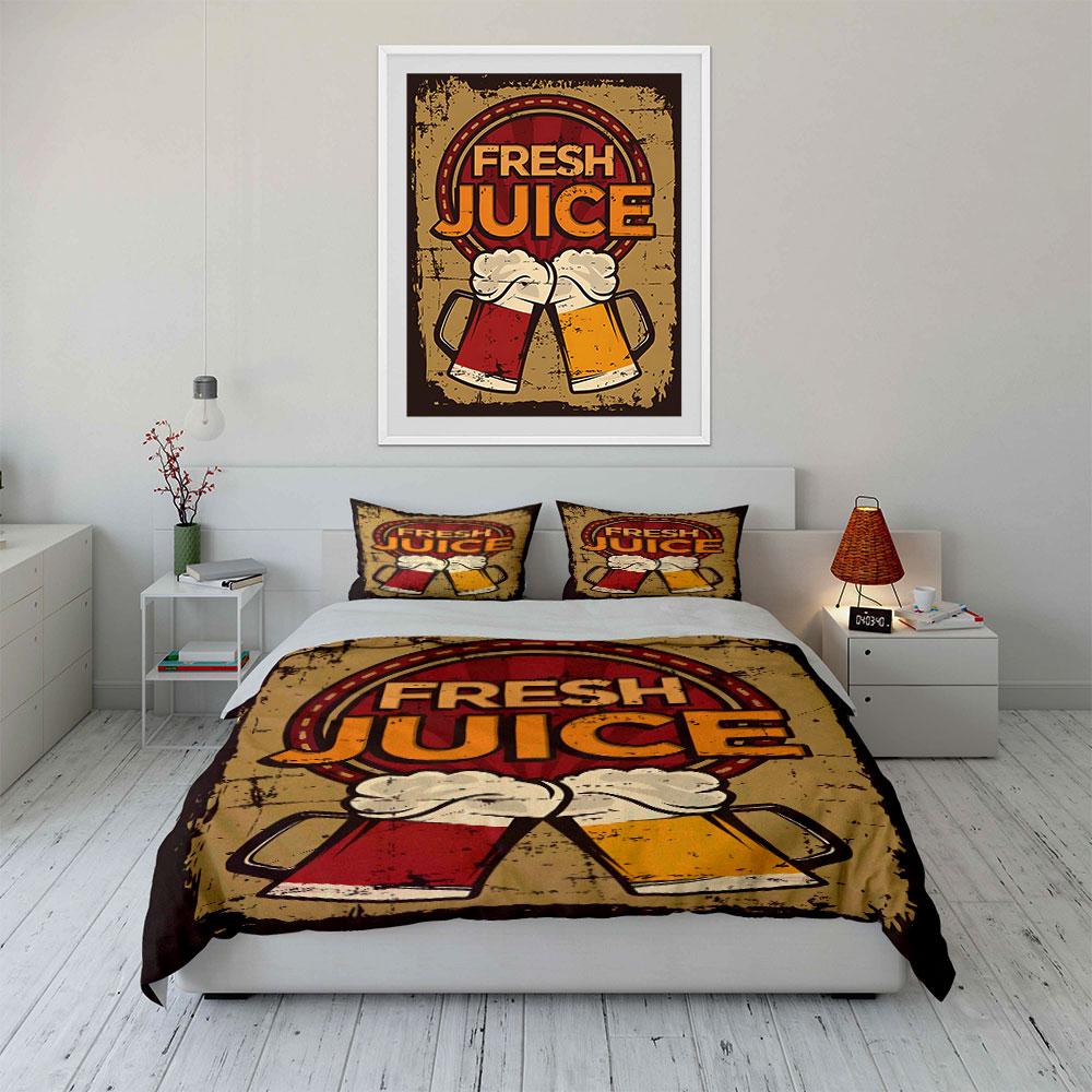 "Fresh Juice mugs graphic." Bedding sets Duvet cover sets Duvet covers Pillowcases(1 * Duvet Cover 2 * Pillowcases without duvet insert)