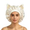 Elastic Band Cat Ear Sleep Cap Breathable Hair Protection Hat New Satin Hair Bonnet  Night Sleep