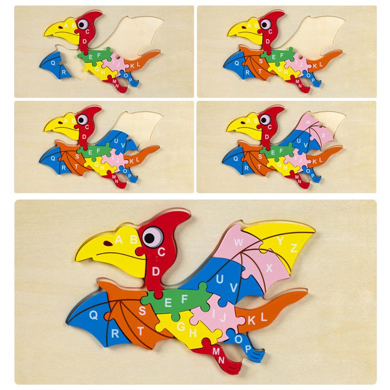 Kids Educational Wooden Animal Digital 3d Puzzle Early Learning Toy