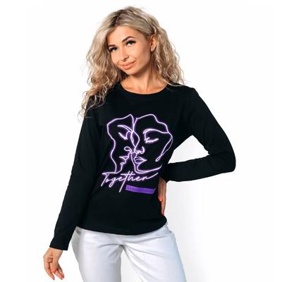 Женские осенние топы, женские футболки с длинными рукавами и принтом в виде линий лица, повседневные топы и блузки