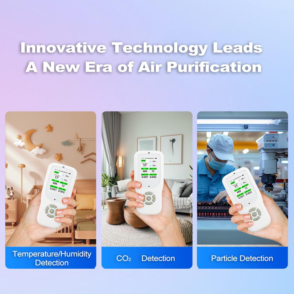 9-в-1 портативный монитор качества воздуха для помещений AQICO₂PM2.5PM1.0PM10HCHOTVCтемпературавлажность