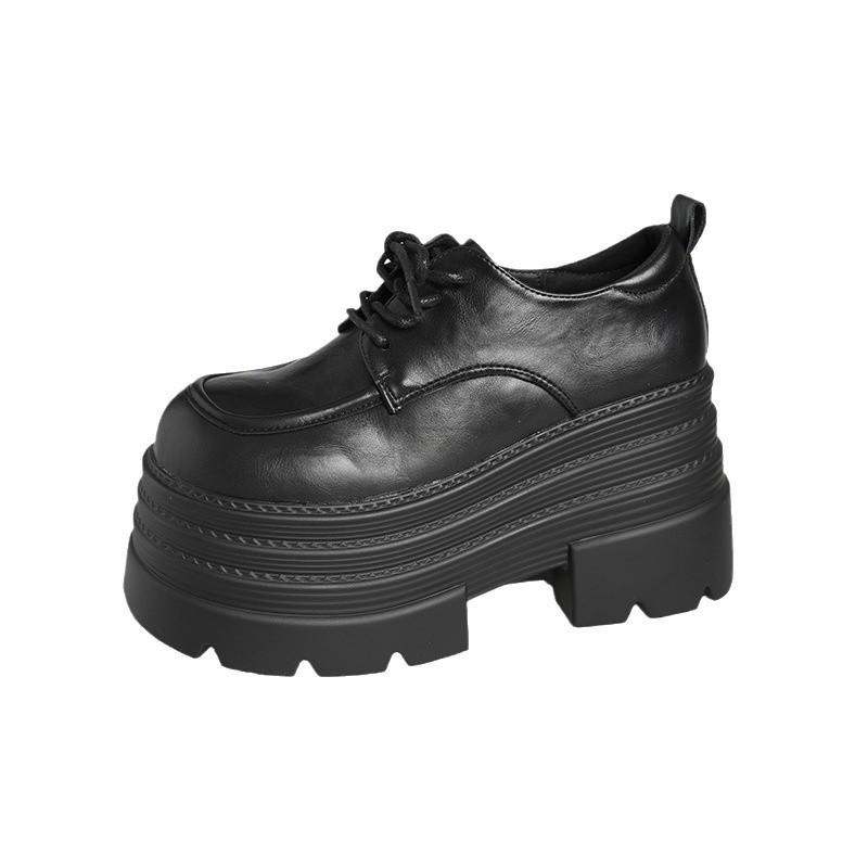 Британские туфли на платформе женские 2024 осень-зима новые модные универсальные туфли на шнуровке с кексами на платформе