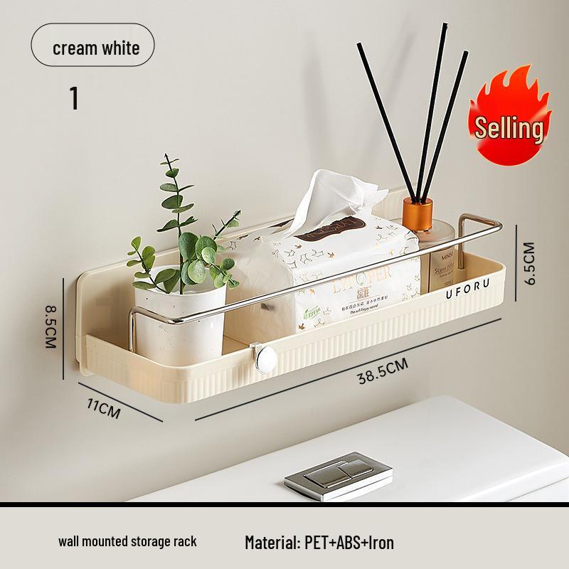 Punch-Free Wall-Mounted Over-the-Toilet Storage Rack