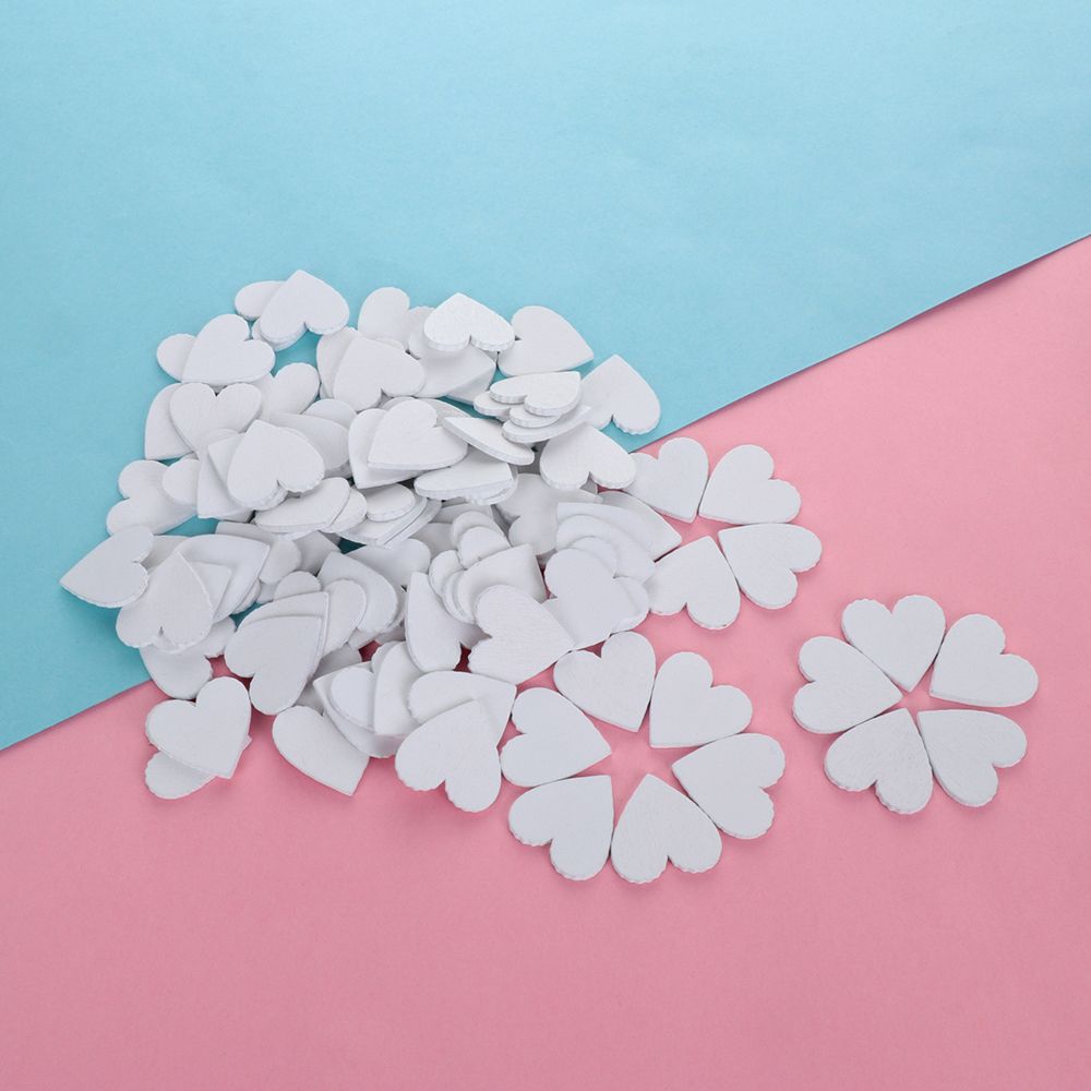 100pcs/set Chip DIY Crafts Art Collection Scrapbooking Heart Ornament Embellishment Natural Wood
