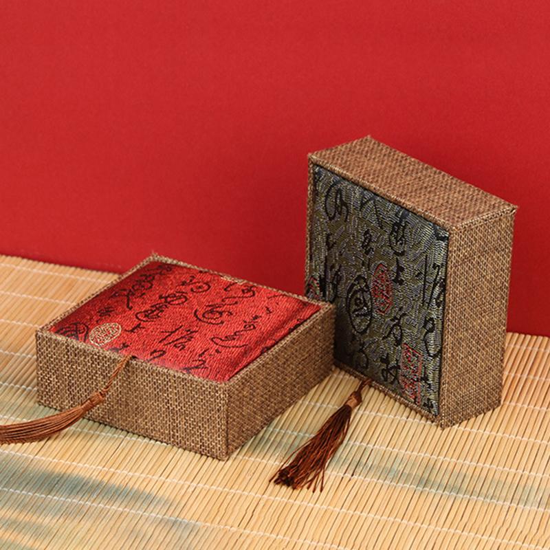 Vintage Tassel Jewelry Box Necklace Jade Bangle Bracelet Pendant Storage Display Box Chinese Style Jewelry Packaging Box