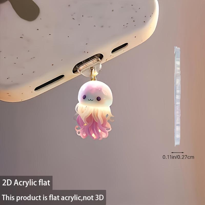 2Dплоский, 1 шт. 2D Милая тема медузы Заглушка от пыли для мобильного телефона: Подходит для разъема IPhone/Type-C - Акриловое обслуживание мобильных телефонов, Идеальный праздничный подарок