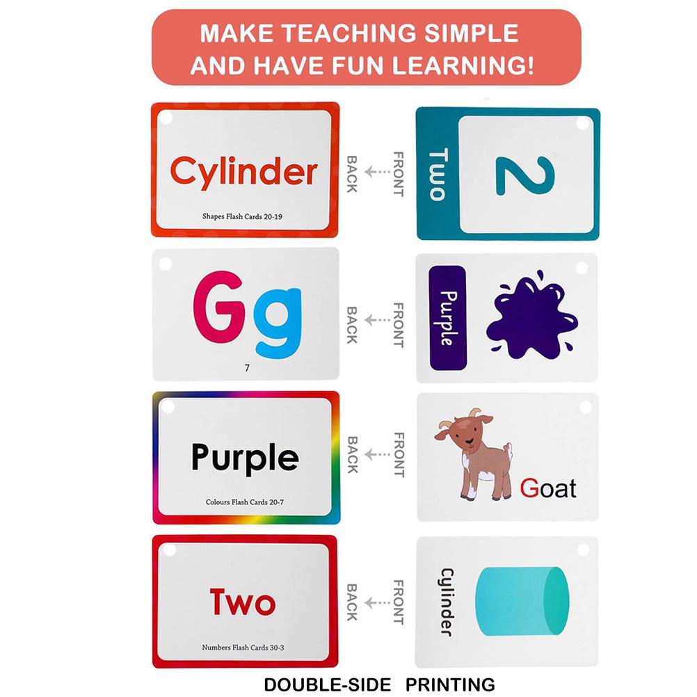 4 набора карточек для детей раннего обучения цифрам, алфавитам, цветам и формам, 100 карточек с 200