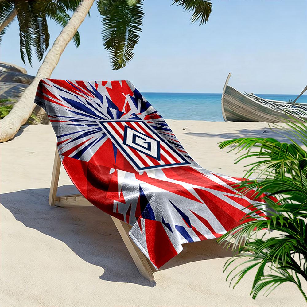 Abstract Red White Blue Pattern Beach Towel Quick-drying for Travel Outdoor Sports Jogging Beach and Swimming