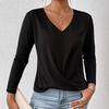 Large Size Women's Simple Solid Color Long-sleeved Top Casual and Comfortable Daily Wear