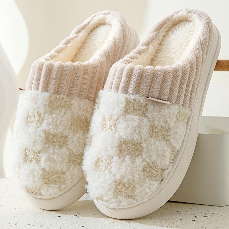 High-quality Autumn and Winter Cotton Slippers Women's Indoor Home Non-slip Thick Bottom Couple Bedroom Wear Plush Cotton Drag Men