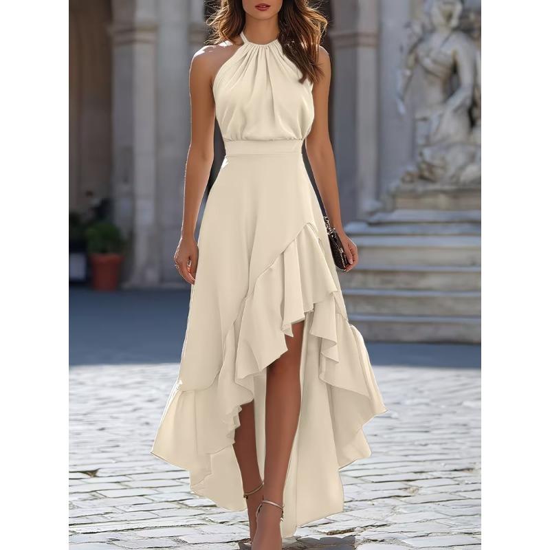 QICED Women's Fashion Sleeveless Suspenders Summer Spring Solid Color Print Casual Dresses Casual Chic
