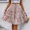 Women's Fashionable Floral Print Elastic Waist Strap Versatile Casual Skirt