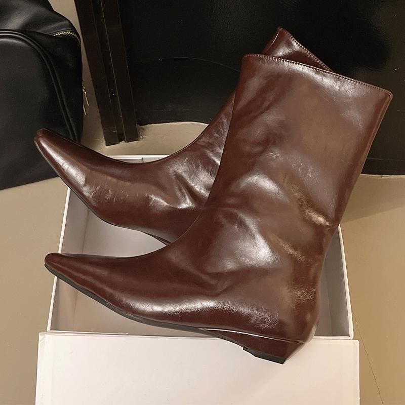 Модные женские ботильоны на плоской подошве с квадратным носком, дизайнерская обувь, модные зимние новинки 2025, повседневные, уютные готические челси, женские ботинки