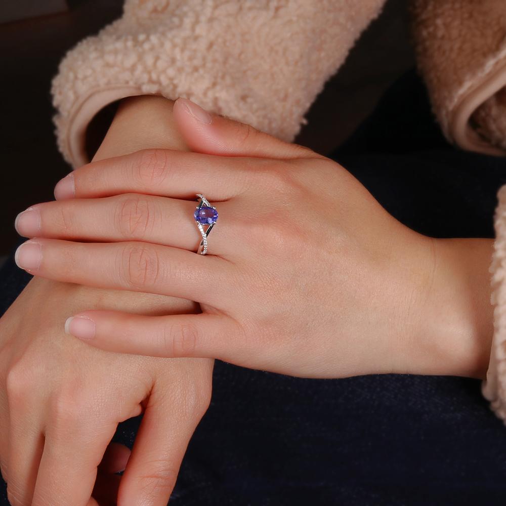 Кольца с натуральным 1,9-каратным синим танзанитом, овальные, 6*8 мм, качественные инкрустированные драгоценные камни, серебро 925 пробы, изящные ювелирные украшения для женщин, мам, хороший подарок