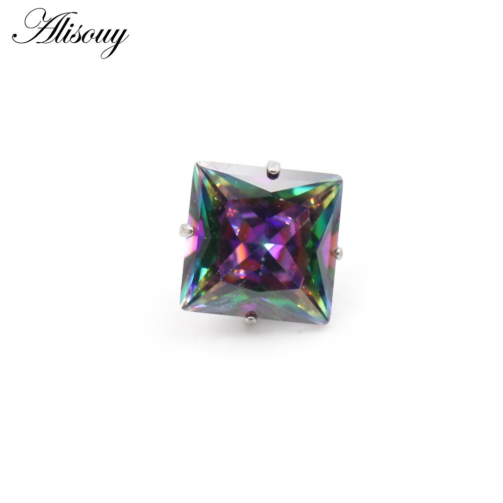 Alisouy 1PC G23 Titanium Externally Thread Square Zircon Lip Labret Rings Ear Stud Earrings Piercing DIY Body Jewelry Accessory