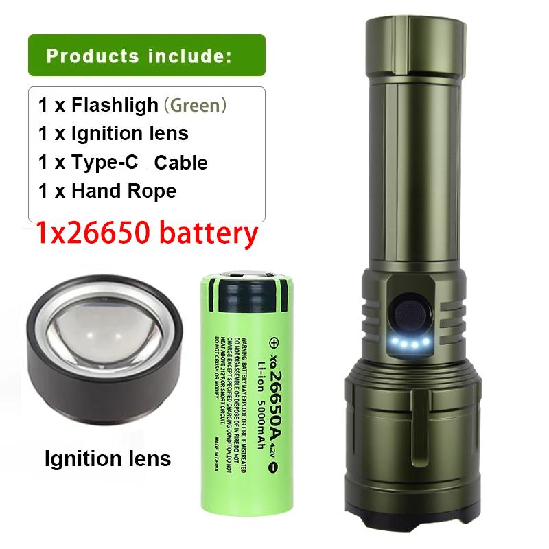 2503 Rechargeable Tactical LED Flashlight 5000 LM Super Bright Zoom Aluminum Alloy Torch Light for Camping/Hiking/Emergency Gear