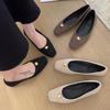 New Flats Women Shoes Elegant Square Toe Pearl Buckle Pumps Comfortable Loafers Soft Soles Slip-on Casual Shoes Lady Work Shoes