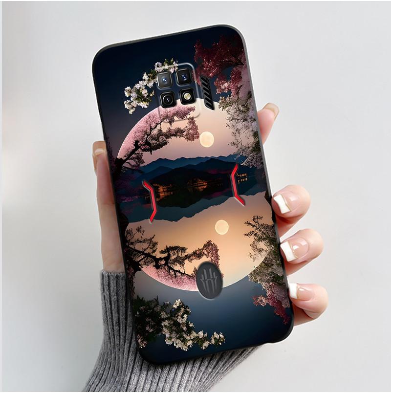 For Nubia Red Magic 7 Pro Case NX709J Back Cover Cute Heart Rabbit Black Soft TPU Phone Case For Red Magic 7S Pro NX709S Shell