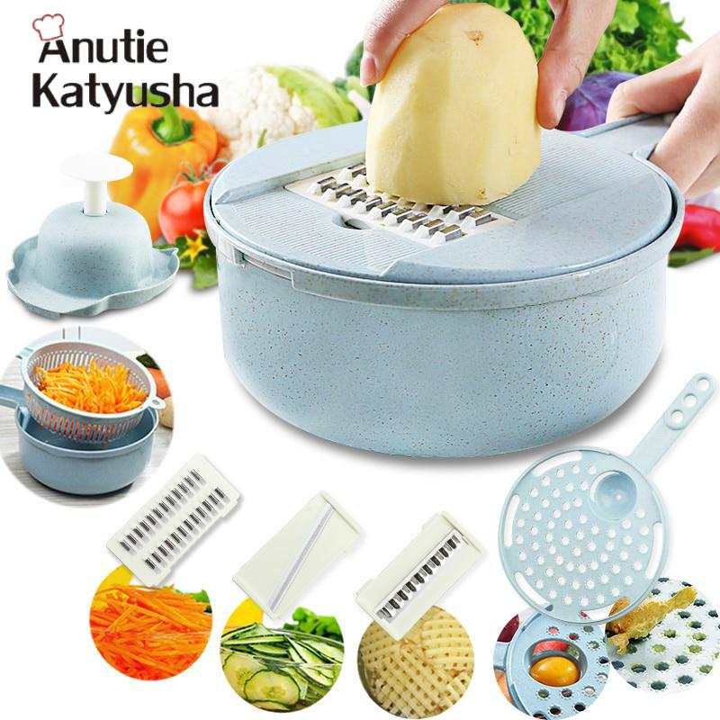 8in1 Mandoline Slicer Vegetable Slicer Potato Peeler Carrot Grater with Strainer Vegetable Cutter