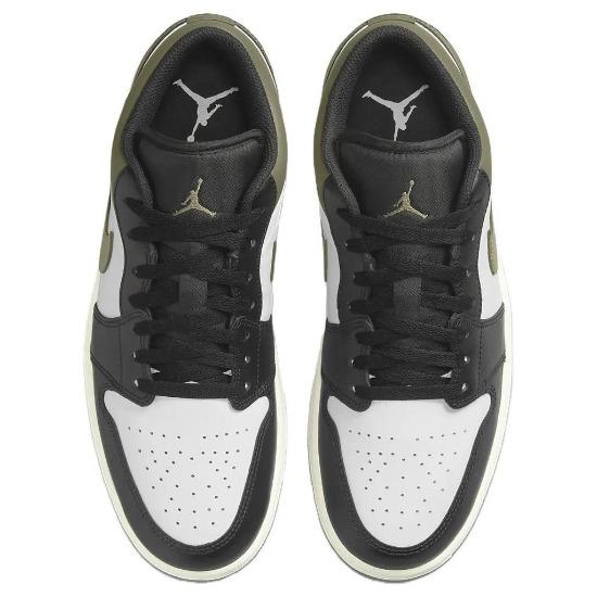 Кроссовки Air Jordan 1 Low Black Toe Medium Olive Unisex Green White 553558-092