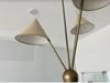 Подвесной светильник с 3 тканевыми абажурами, стиль Mid Century Modern, сырая латунь, люстра-спутник