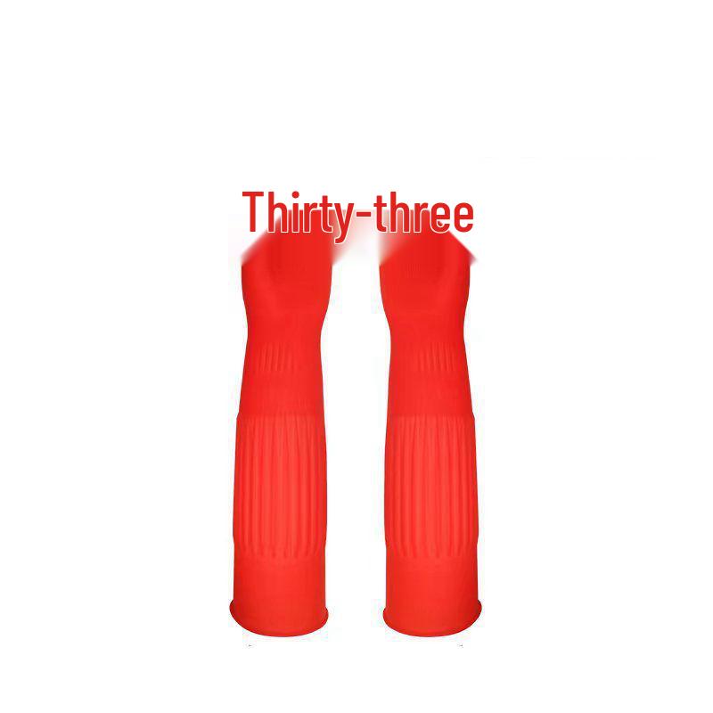 Очень длинные латексные перчатки для мытья посуды с флисовой подкладкой - Прочные, утолщенные резиновые для уборки дома