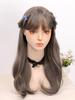 Длинный прямой парик Lolita Blue Wood Grey Hairband Synthetic