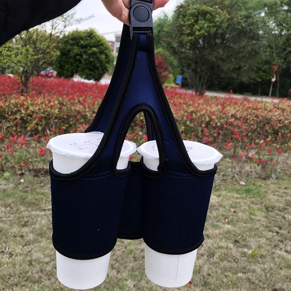Collapsible Double Cup Beverage Holder Reusable Iced Coffee Cup Sleeve Cup Carrier Holder Camping
