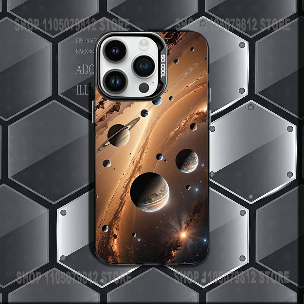 Чехол для телефона «Планеты Солнечной системы» для iPhone 17, 16, 15, 14, 13, 12, 11 Pro Max Plus, цветной градиент, мягкий ТПУ, черный чехол