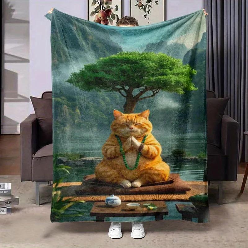 pc Cozy Flannel Blanket with Whimsical Cat Tree Design Soft Warm AllSeason Throw for Sofa Bed or Office Perfect Gift