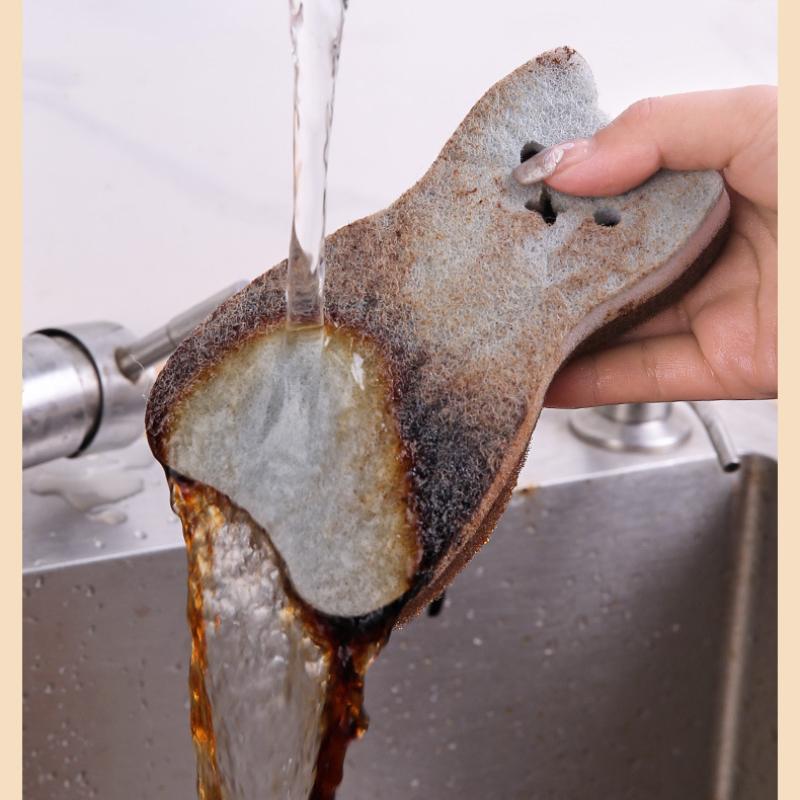 Набор из 4 толстых милых губок для кухни с изображением кота - прочные инструменты для мытья посуды и уборки