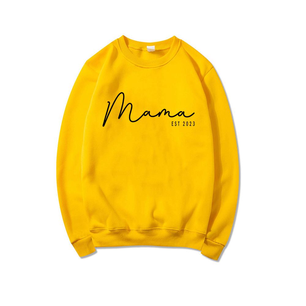 Mama Est 2023 толстовка подарок на день матери женские толстовки с длинным рукавом с круглым вырезом персонализированная толстовка новый подарок маме повседневные топы
