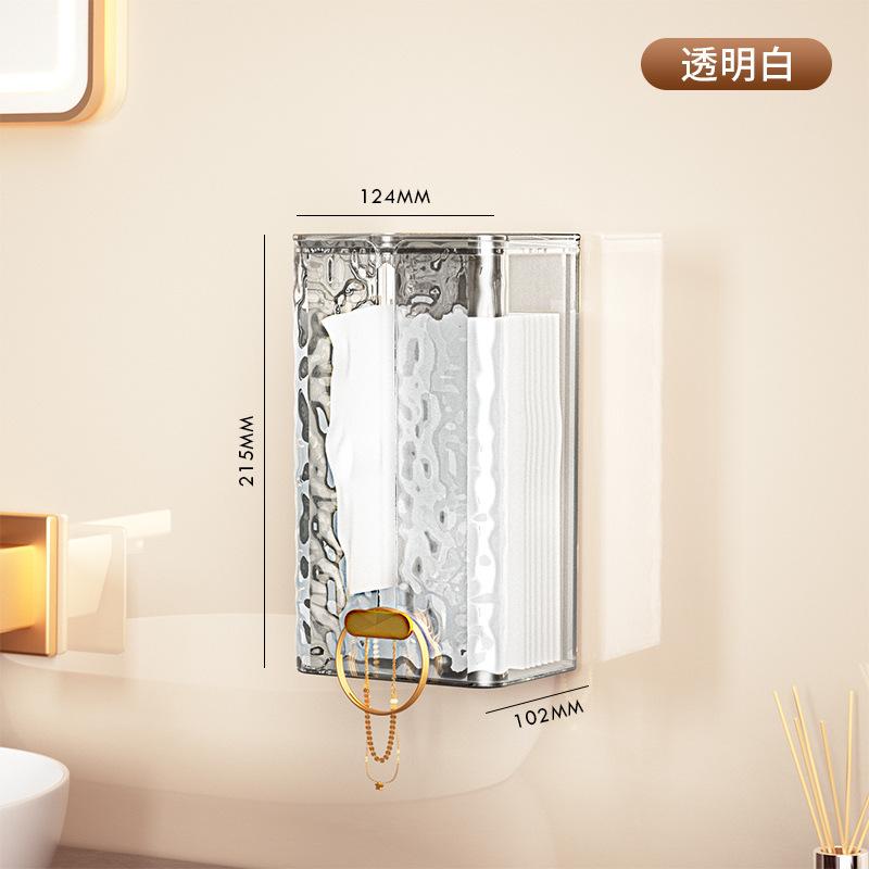 Multipurpose Tissue Box Napkin Holder Case Paper Box Container Transparent Tissue Storage Box Wall Mounted Toilet Paper Case