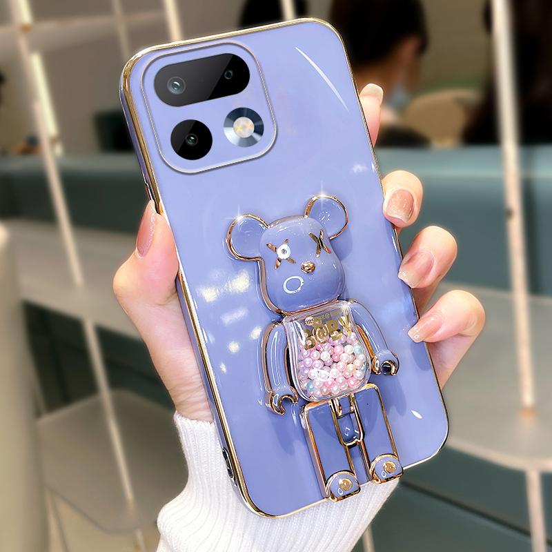 Для Realme 16 Pro Чехол Мягкий Электролитическое Покрытие Песок Часы Гранулы KWAS Медведь Силиконовый Ударопрочный Защитный Гладкий для Realme 16 Pro Plus Задняя Крышка