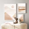 Абстрактное горное солнце, настенный художественный постер, бежевая линия, цветная нашивка, холст, картины, скандинавские минималистичные картины для декора гостиной
