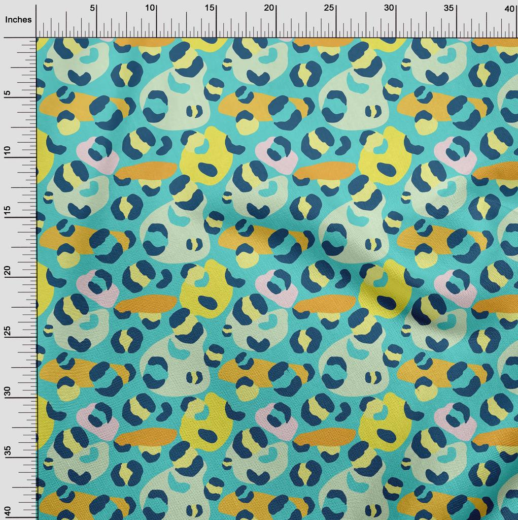 oneOone Cotton Poplin Aquamarine Green Fabric Animal Skin Quilting Supplies Print Sewing Fabric By The Yard 42 Inch