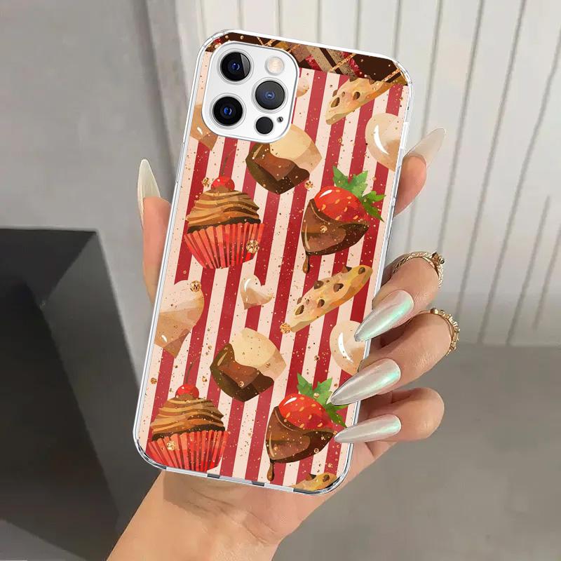 Чехол для телефона Macaron Ice Cream Cake Doughnut для Iphone 17 Air 16 15 Plus 14 13 Mini 12 11 Pro Max 16E 7 8 SE 2020 Мягкий Funda Prin