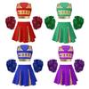 Girl's Cheerleading Uniform Fancy Dress Outfit Cosplay Halloween Costume Crop Top with Skirt and Hand Flowers