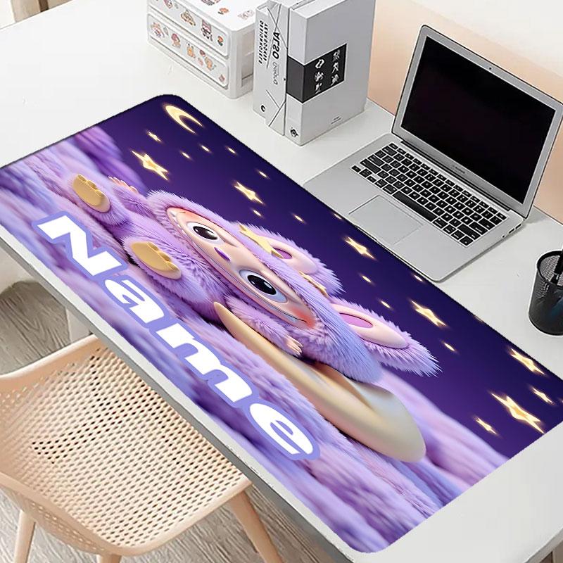 Custom Name Personalized Labubu Pattern Mousepad, Laptop PC Desk Mat, Decorative Desk Mat for Home Keyboard Pad Gift