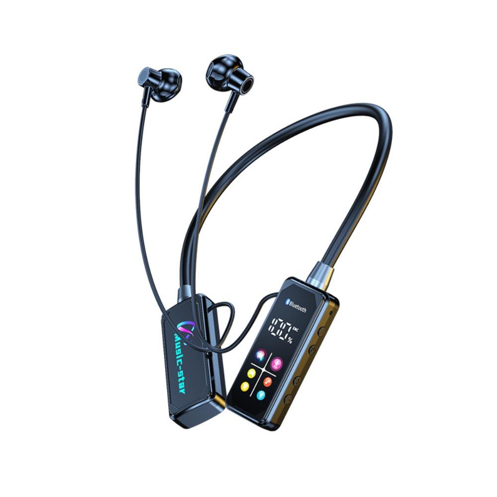 LED Digital Display Wireless Earbuds Neckband TF Card Support Bluetooth Headphones Mobile Gaming