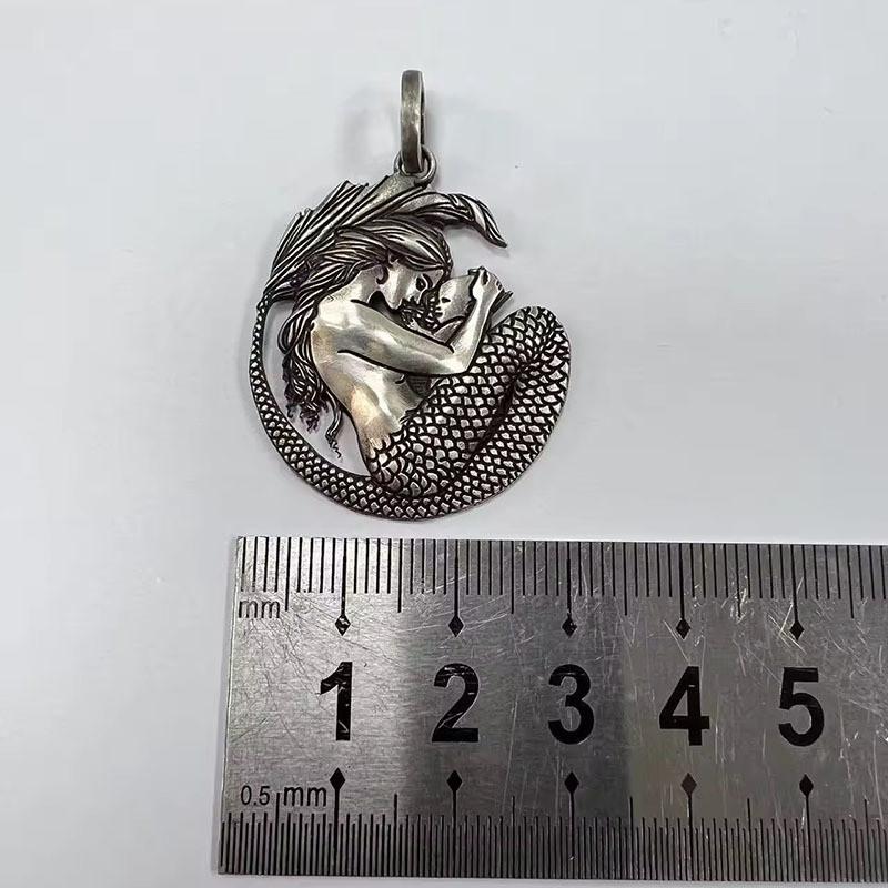 Pendant Mermaid Fashionable Necklace Geometric Pattern Men Women Decoration