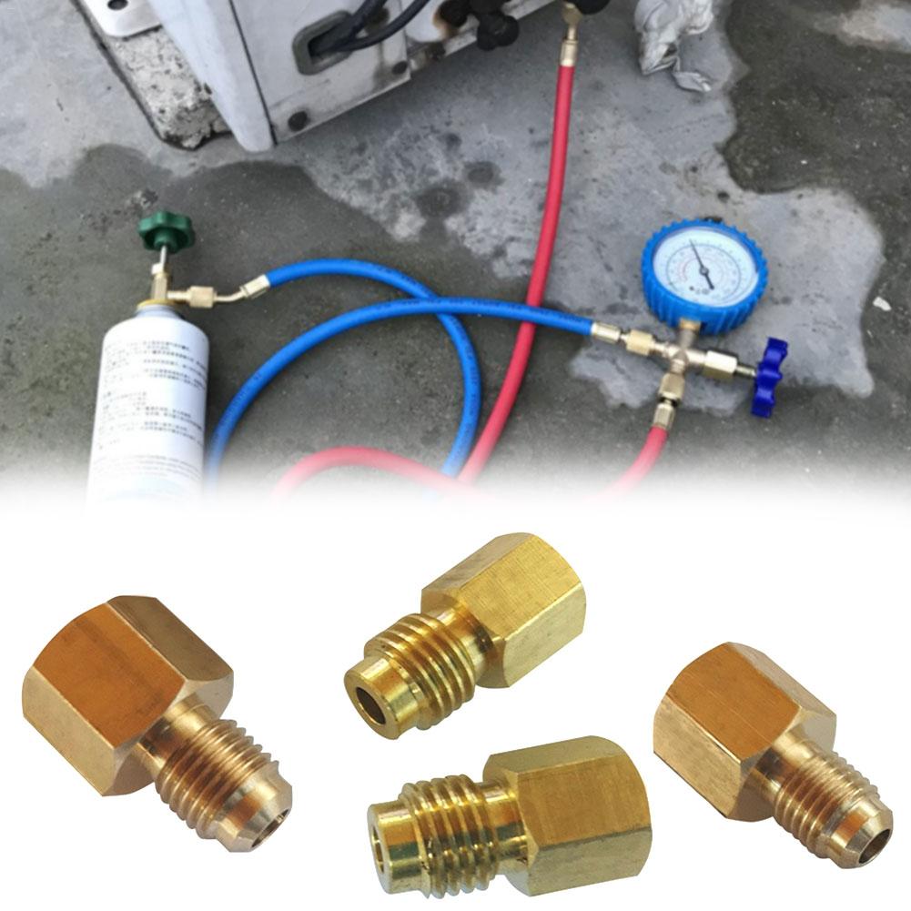 4PCS R134A Brass Refrigerant Tank Adapter To R12 Fitting AdapterValve Core Vacuum Pump Adapter Air Conditioning Tools