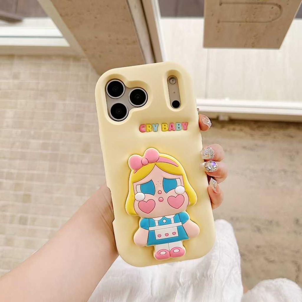 3D Милый Чехол-держатель для телефона Cry Baby для iPhone 17 Air 17 16 15 14 13 Pro 12 11 Pro Max 16E Мягкий силиконовый чехол