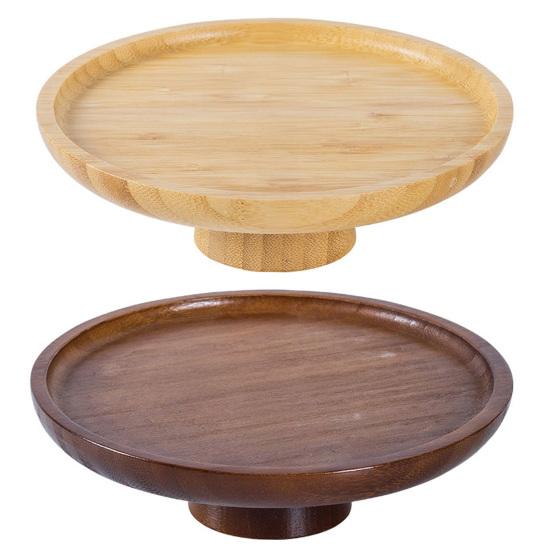 Wooden Dinner Plate Round Serving Platter High Stand Sushi Dish Food Serving Trays for Fruits Salads Dessert Bread Cake