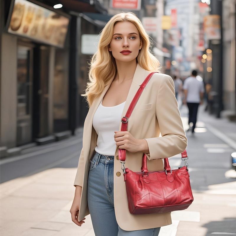 Genuine Leather Patchwork Ladies' Bag Commuter Bag Cowhide Single-shoulder Bag Versatile Handbag