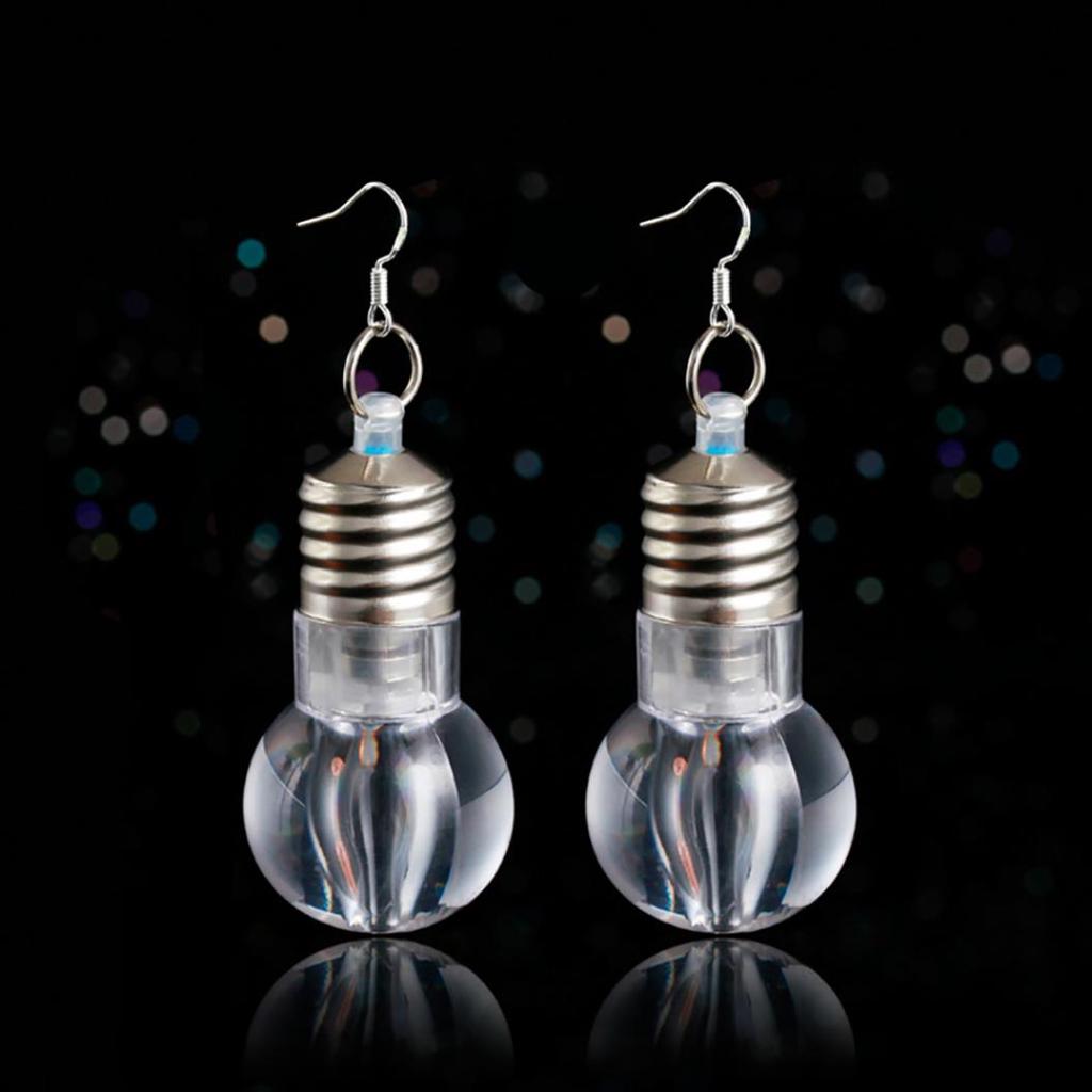 Silver Plated LED Bulb Lighting Hook Earrings Party Pub Club Women Jewelry Decor