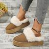 Winter Warm Thicken Plush Chunky Platform Cotton Slippers Women Flat Heels Fur Slippers Woman Faux Suede Fluffy Shoes