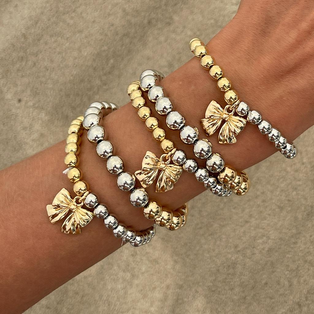 Набор французских браслетов с преувеличенными бусинами, браслеты-украшения с крупными круглыми бусинами, слегка инкрустированные, для создания образа