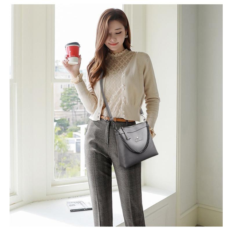 Модная сумка кроссбоди через плечо из мягкой кожи большой вместимости с застежкой-молнией для мам